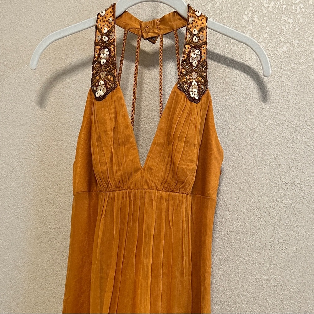 Laundry By Shelli Segal High Low Orange Dress; 100% silk, poly lining